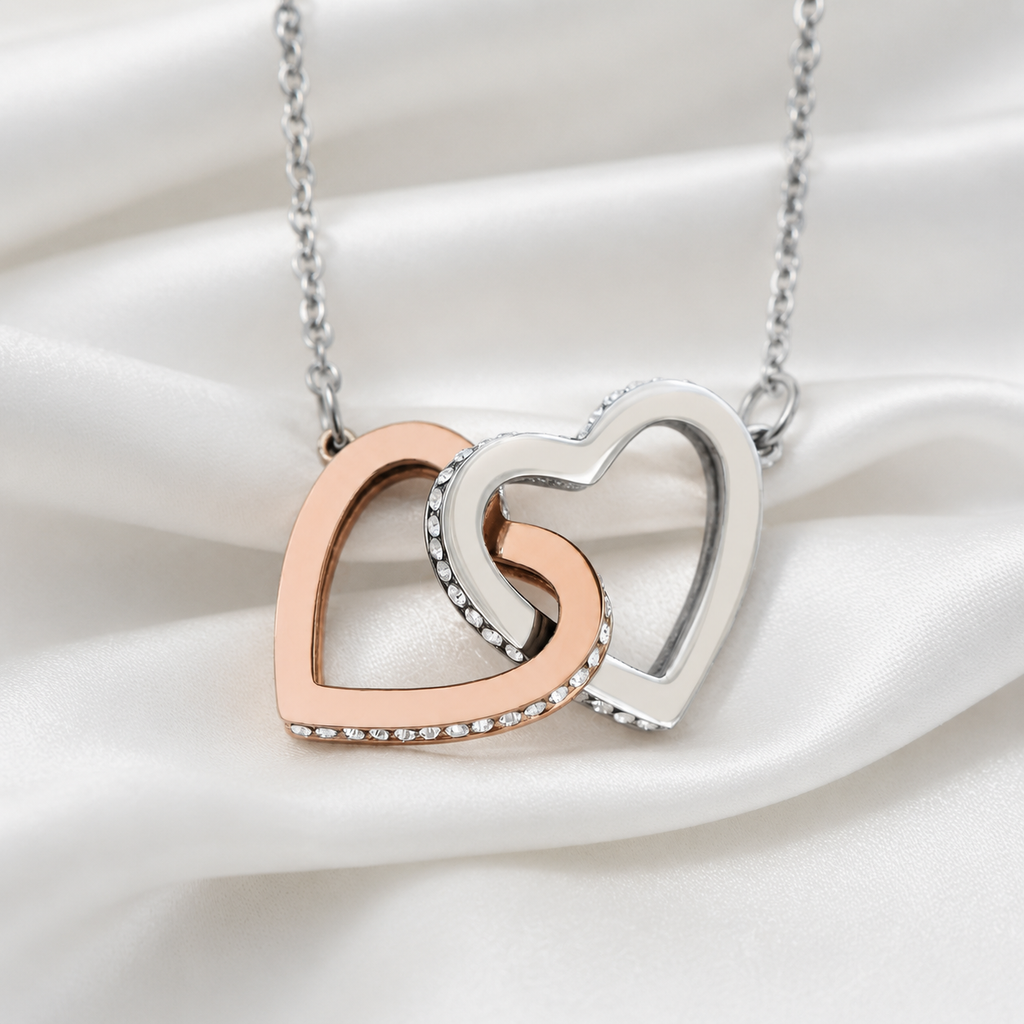 Collar «Para la mujer de mi vida» – Doble corazón con estuche y dedicatoria