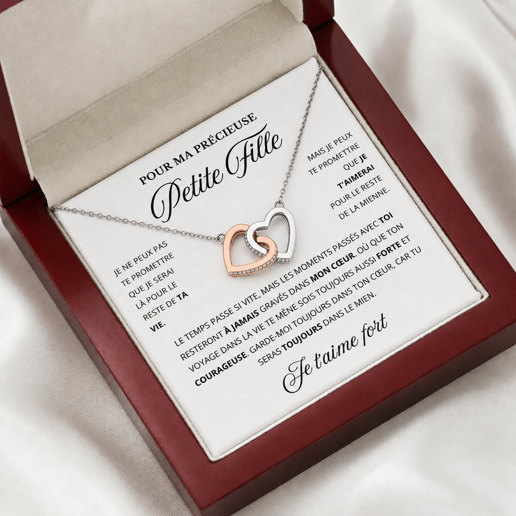 Collar «Para la mujer de mi vida» – Doble corazón con estuche y dedicatoria